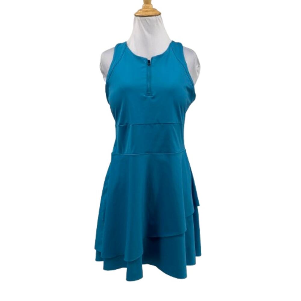 Athleta Dress Womens L Large Oasis Break Point Layered 1/4 Zip Shelf Bra Tennis